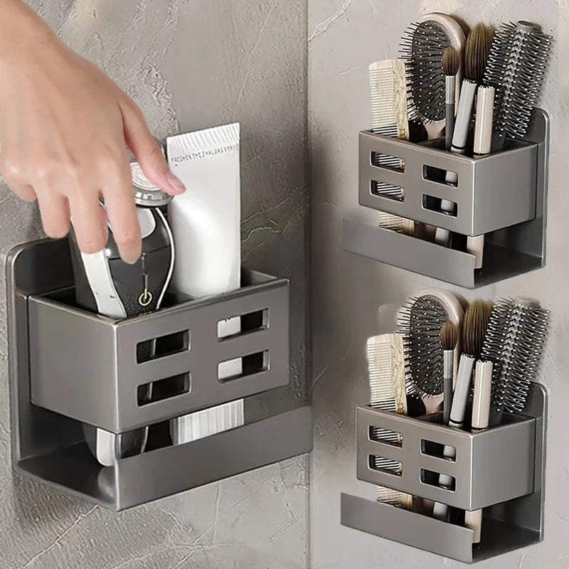 Bathroom Shelf Hole-free Multifunctional Washbasin Storage Tube Toothbrush Razor Storage Rack Wall-mounted Bathroom Supplies