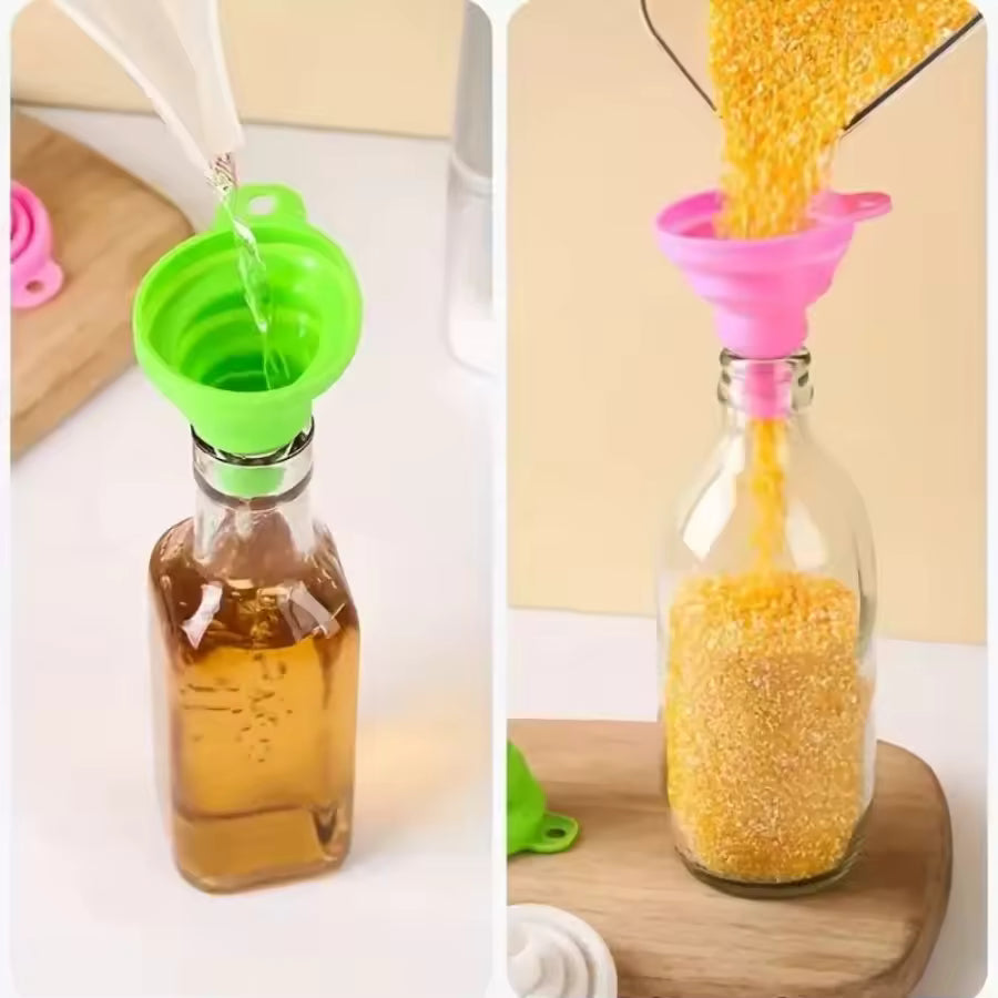 Mini Silicone Gel Foldable Funnel Collapsible Hopper Design, Practical Kitchen Tool, Suitable for Water Bottle & Liquid Transfer