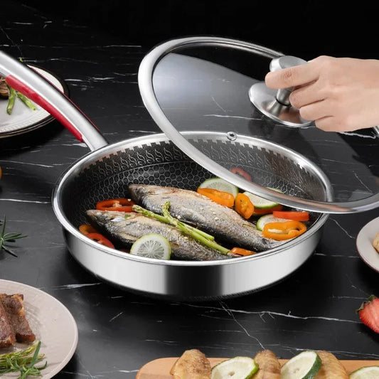 Pans 316 Stainless Steel Frying Pan Non-stick Home Honeycomb Pancake Omelet Pan Multi-functional Steak Wok New Products