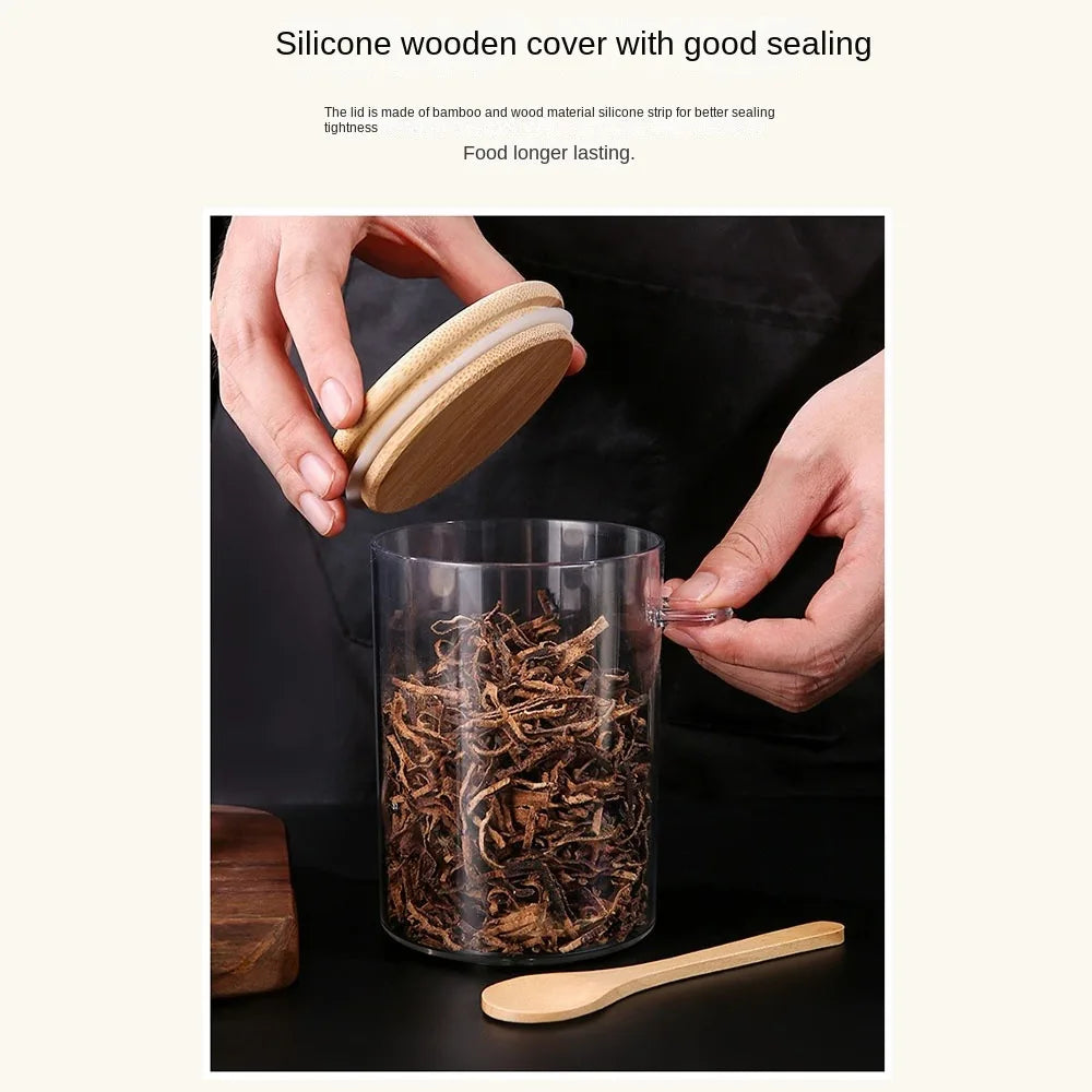 200/550/700ML Sealed Can Transparent With Lids And Spoons Spice Jars Moisture Proof Airtight Snack Candy Storage Tank Kitchen