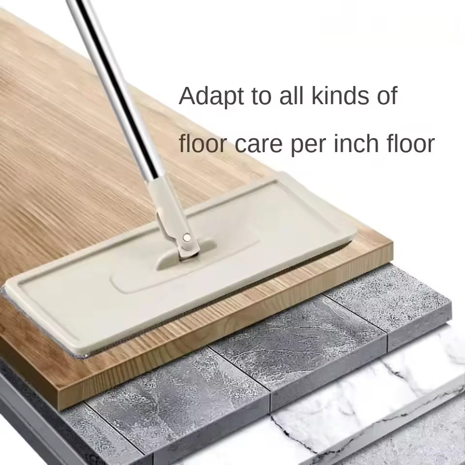 Flat Squeeze Mop with Bucket Hand Free Wringing Floor Cleaning Mop Microfiber Mop Pads Wet or Dry Usage on Hardwood Laminate
