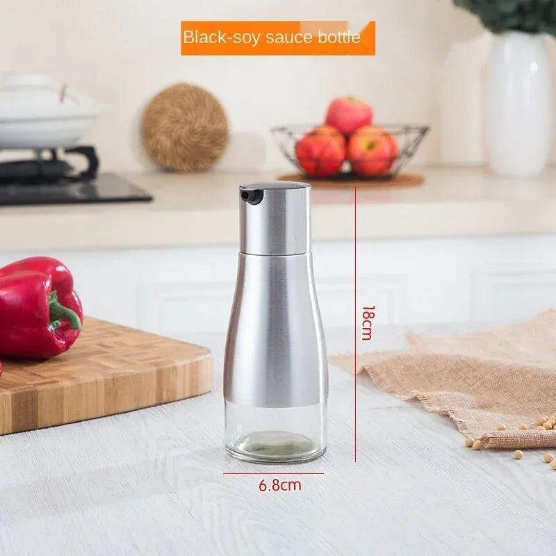 Cooking Seasoning Oil Bottle Dispenser Sauce Bottle Stainless Glass Storage Bottles for Oil Vinegar Creative Kitchen Accessory