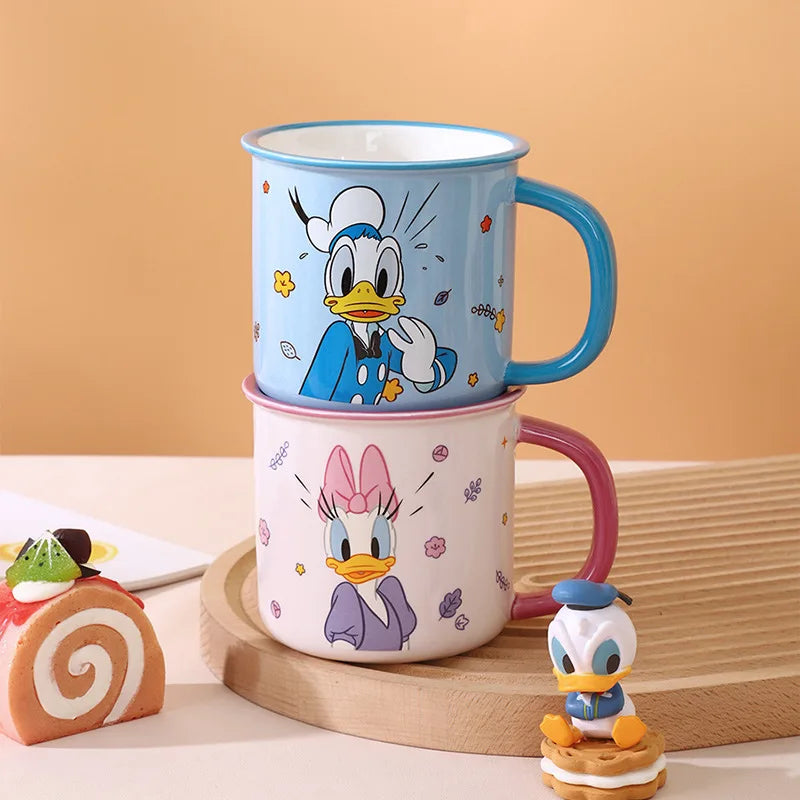 Cartoon Disney Mickey Minnie Kids Cup Lid Milk Mug Donald Duck Home Drinking Mouth Brushing Cup Children's WaterCup Kids Gifts