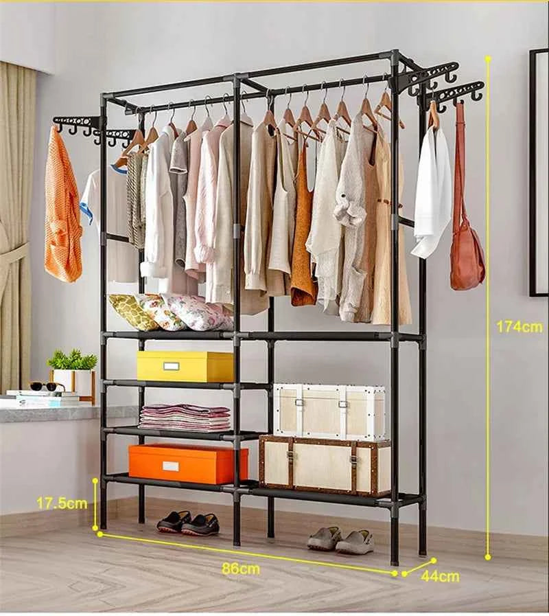 Clothes Hanger Coat Rack Floor Hanger Storage Wardrobe Clothing Drying Racks Free-standing and Movable
