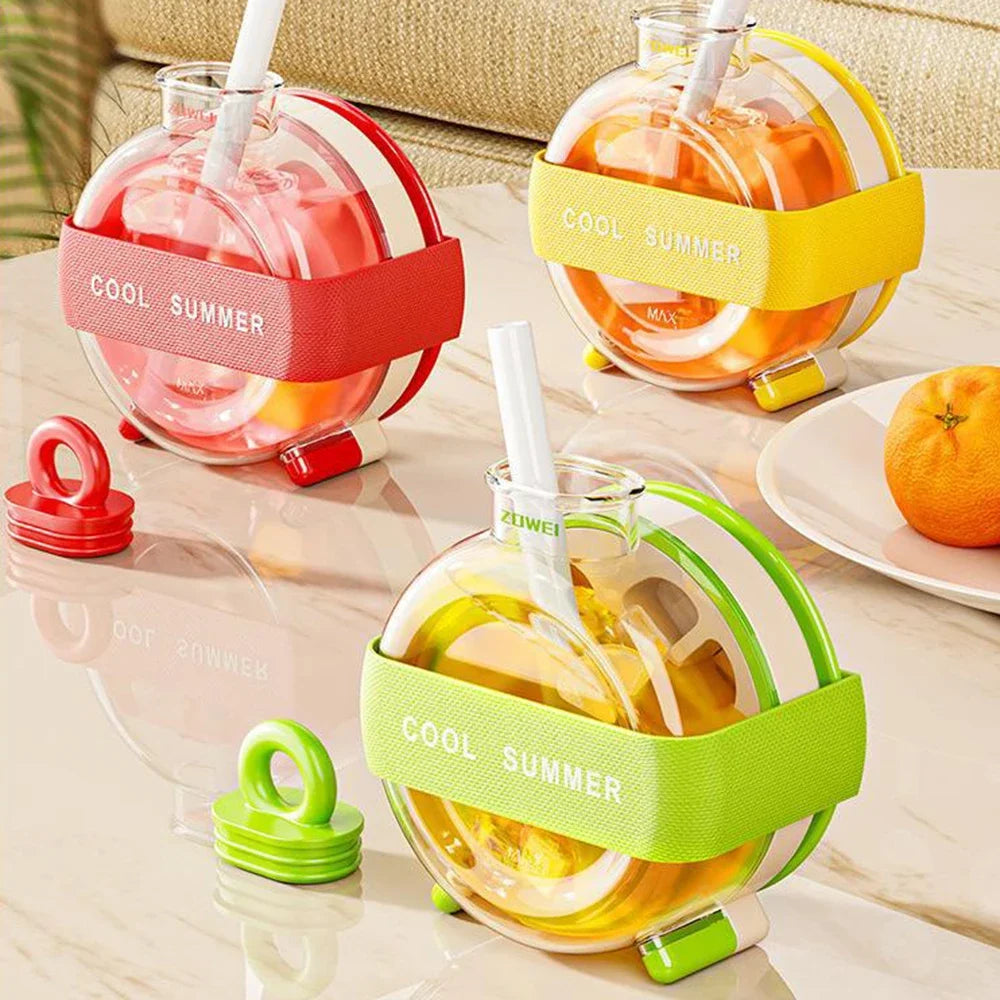 Summer Dopamine Ice Lattice Straw Cup 350ml Pressing Ice Box Mold Outdoor Straw Cup Fitness Drink Curling Creative Cooling Tool