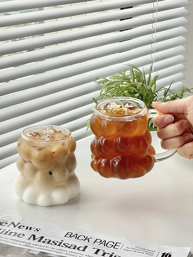 Transparent Glass Cup Heat-resistant Tumbler DrinkwareTea Juice Milk Coffee Mug Home Water Glasses Stripe Mug 410/650/530ml