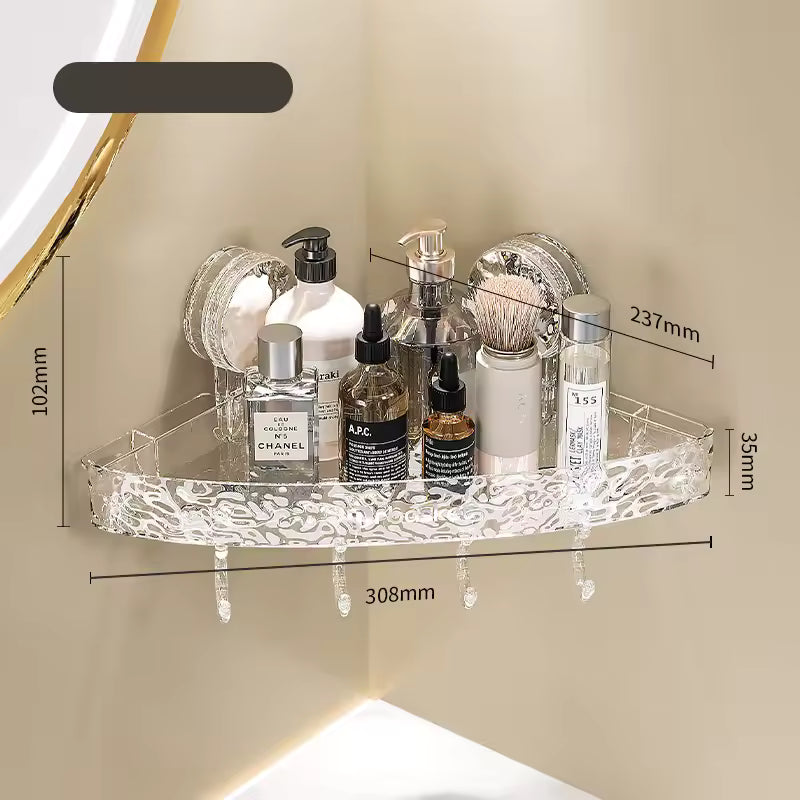 Light Luxury Glacier Pattern Shower Suction Cup Shelf Suction Cup Storage Rack Punch Free Sorting Box Organizer Bathroom Tool