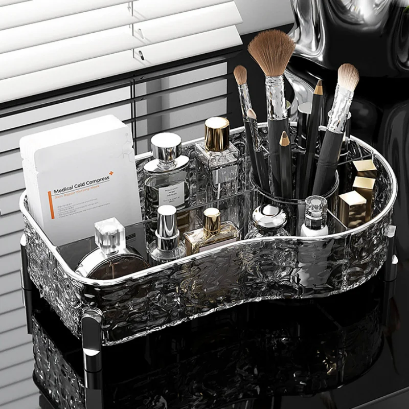 Makeup Organizer Tray Desktop Cosmetic Brushes Skincare Lipstick Storage Box Perfume Holder