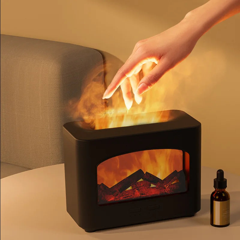 New Desktop Simulation Fireplace Flame Aromatherapy Machine Ultrasonic Timed Humidifier Creative Atomizer birthday Gifts