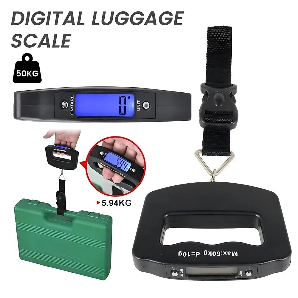 Portable Scale Digital LCD Display 110lb/50kg Electronic Luggage Hanging Hook Suitcase Travel Baggage Bag Weight Balance Tools