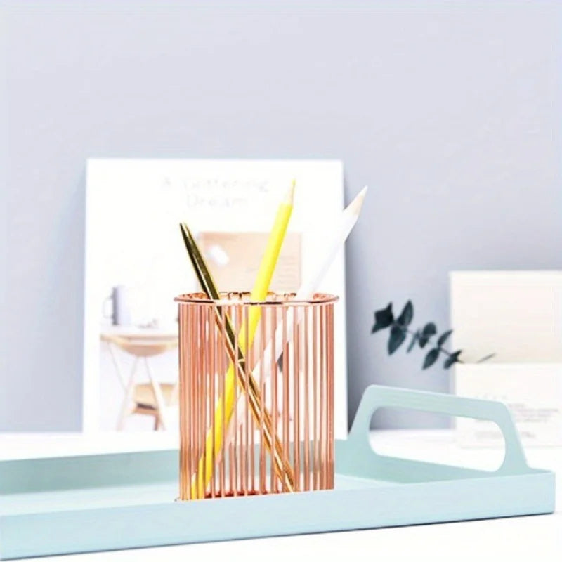 1pc Elegant Round Pen Holder - Multi-Functional Desk Organizer for Office, School Supplies & Accessories organizador