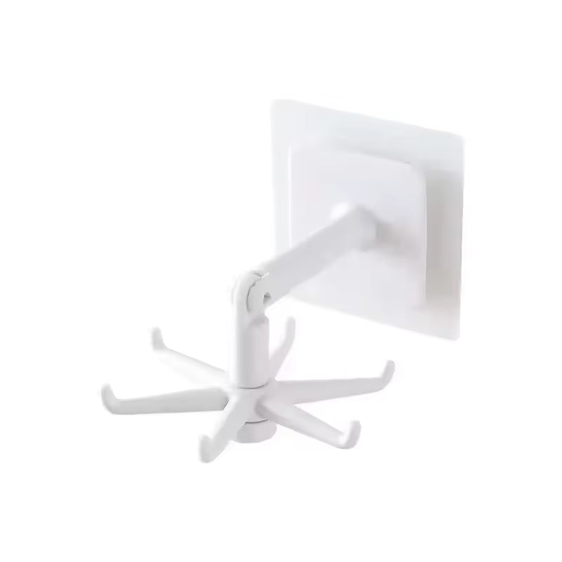 Universal Hooks 360-degree Rotatable Six-claw Storage Hooks Bathroom Bath Towel Rack Kitchen Organizer Punch-free Storage Hooks