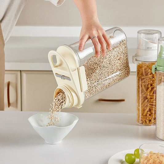 Multi-Size Airtight Storage Jars with Measuring Scale And Record Date–Clear PP+PET Containers for Detergents Pet Food Dry Goods