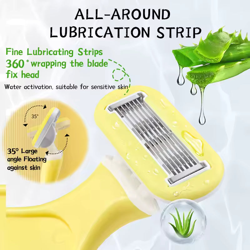 6-Blades Razors for Women Replaceable Razor Blade Head Painless Bikini Trimmer Travel Box Lubrication Gel Shaver Free Shipping