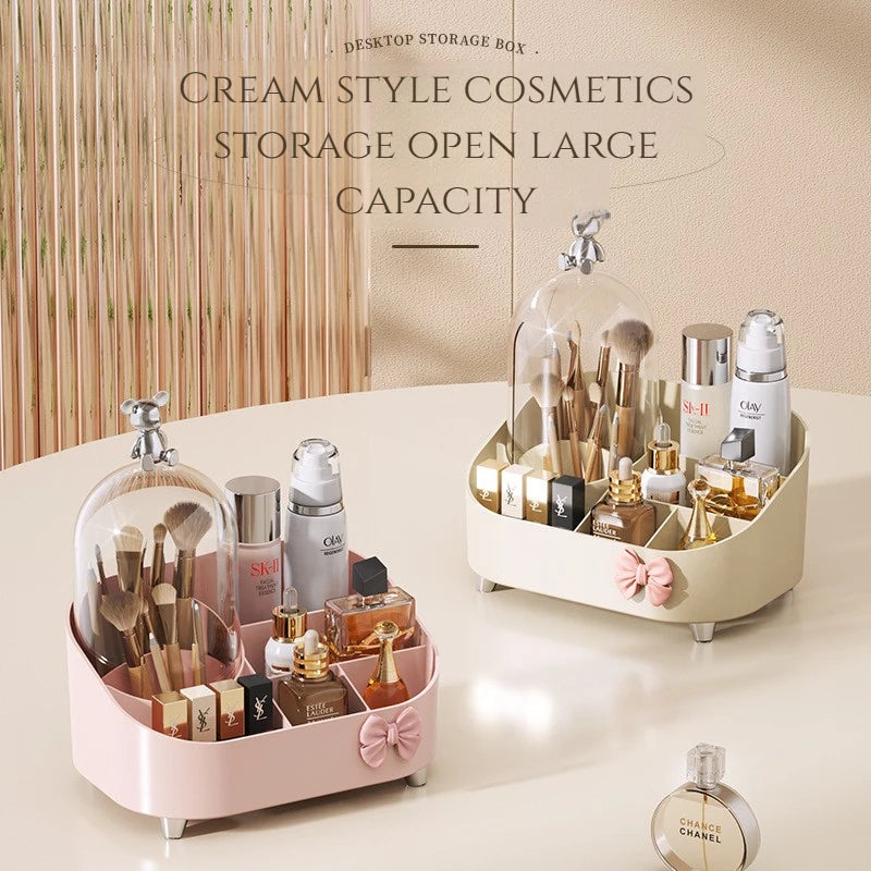 Large Capacity Makeup Organizer with Lid Desktop Skincare Storage Box Cosmetic Brush Eyebrow Pencil Holder Organizer for Vanity