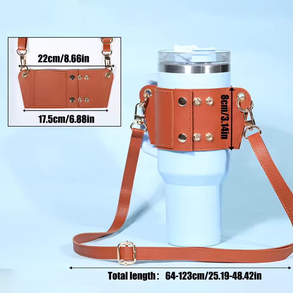 Water Bottle Holder With Strap for 40oz,Water Bottle Pouch Series Tumbler,PU Water Bottle Bag with Adjustable Strap