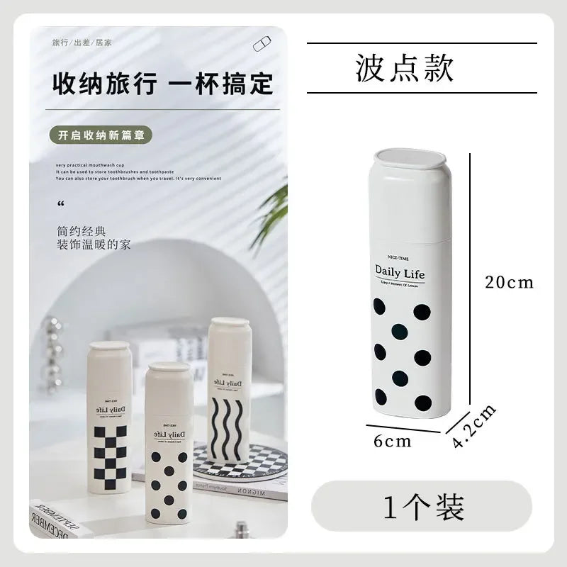 Ins - Style Portable Travel Toothbrush Storage Box - Holds Mouthwash Cup, Toothbrush, Toothpaste, Fits Electric Toothbrushes
