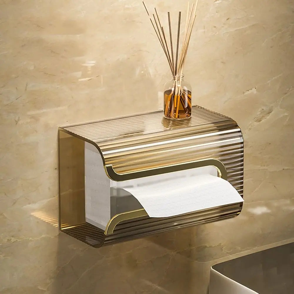 New Transparent Wall-Mounted Tissue Box MultiFunction Punch-free Paper Holder Adhesive Creative Napkin Storage Box Kitchen