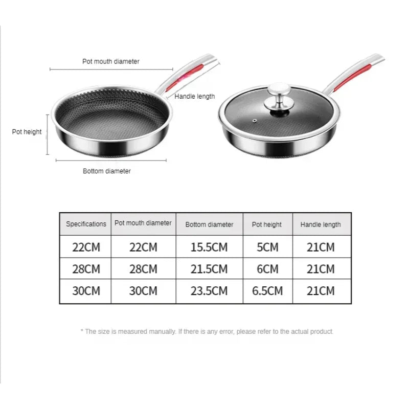 Pans 316 Stainless Steel Frying Pan Non-stick Home Honeycomb Pancake Omelet Pan Multi-functional Steak Wok New Products