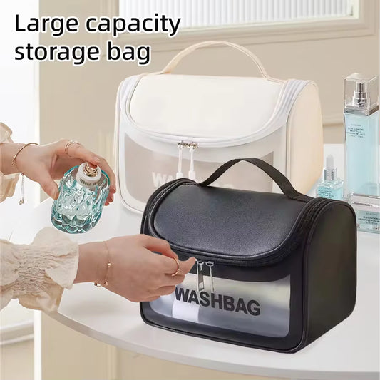 Cosmetic Bag Large Capacity PVC Waterproof Transparent Bag Outdoor Travel Wash Makeup Brush Storage Bag