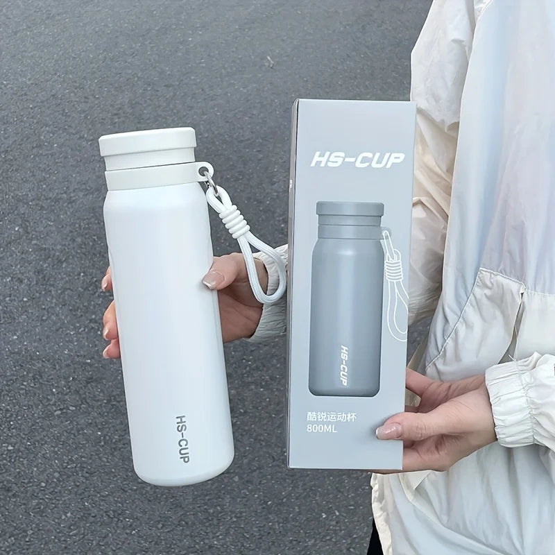 1PC 800ml Insulated Water Bottle with Tea Strainer, Double Wall Vacuum Thermos Flask with Handle for Outdoor Activities