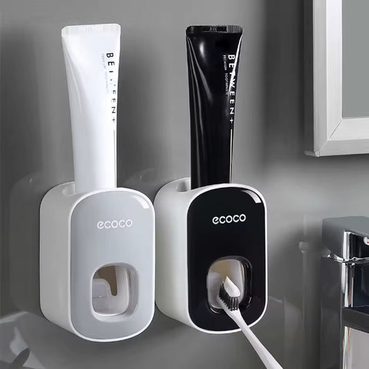 No-punch Lazy Wall Mount Useful Automatic Toothbrush Holder Toothpaste Squeezer Bathroom Accessories Toothpaste Dispenser