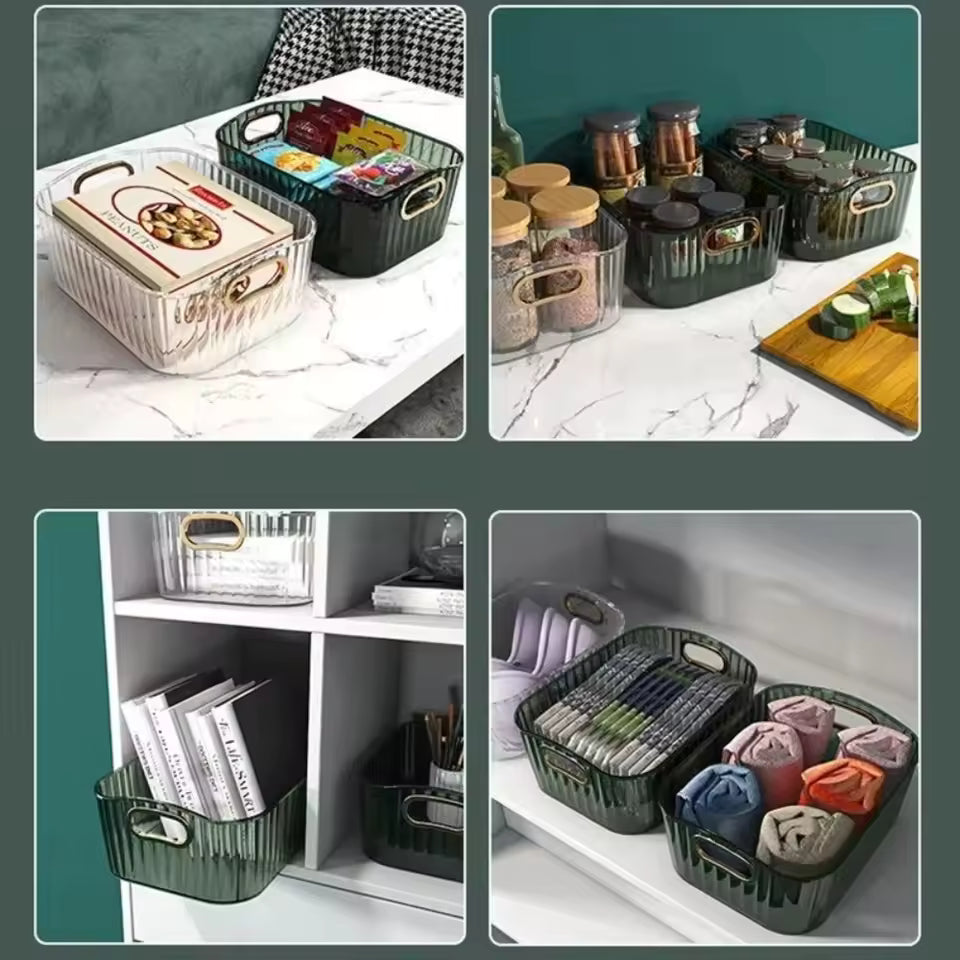 New Clear Desktop Cosmetic Storage Box Acrylic Multipurpose Makeup Storage Basket Rectangular Shape Snack Storage Box