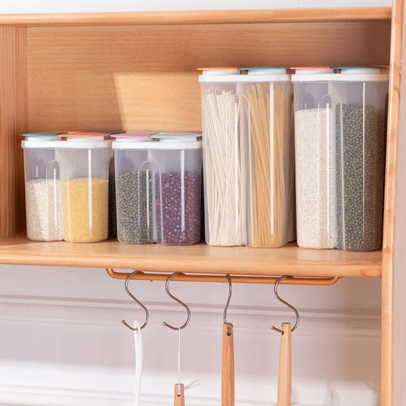 Kitchen Cereals Storage Box Plastic 4 Grids Sealed Jars 1.5L/2.3L Food Container Moisture-proof Grain Tank Keep Fresh Box