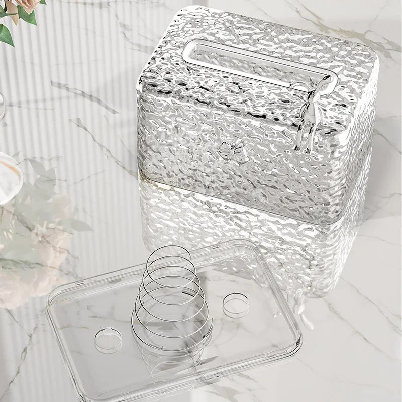 Transparent Tissue Box Living Room Coffee Table Water Wave Spring Table Paper Drawer Box High End Luxury Home Storage Drawer Box
