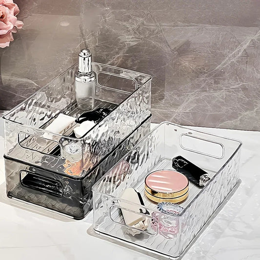Glacier Patterned Cosmetics Storage Box, Light Luxury and High Beauty Bathroom Desktop Organizer Box, Plastic Storage Basket