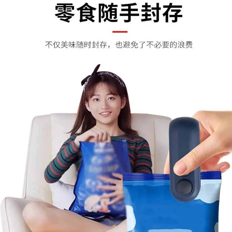 Automatic charging and sealing machine Small hand-pressed household sealing device Mini portable snack plastic bag