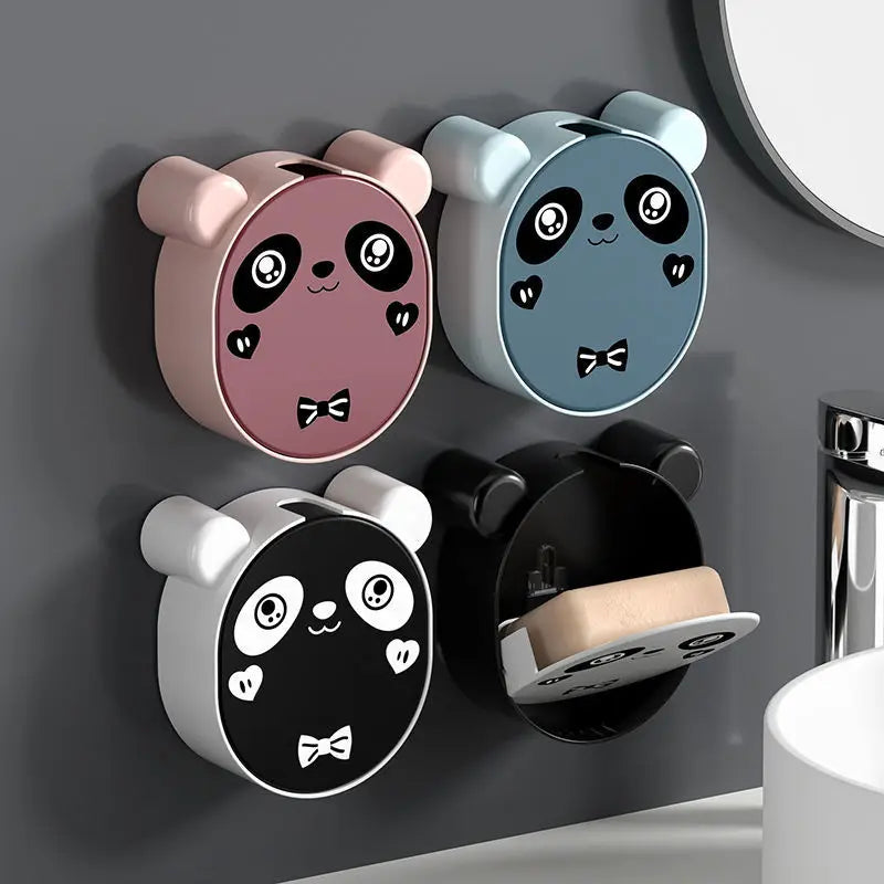 Soap Box with Lid Fragrance Soap Box Wall Mounted Drain Free Hole Free Flip Cover Soap Box Bathroom Laundry Soap Box