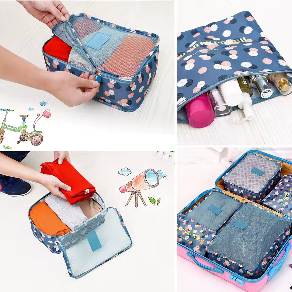 6Pcs Packing Bags Set for Suitcases Foldable Luggage Packing Organizers Space Saving Suitcase Organizer Bags Lightweight Clothes
