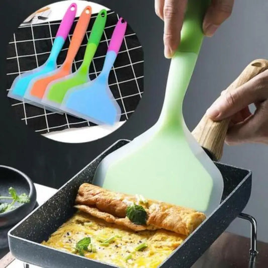 1Pcs Random Color Silicone Kitchen Ware Cooking Utensils Spatula Beef Meat Egg Kitchen Scraper Wide Pizza Cooking Tools Shovel