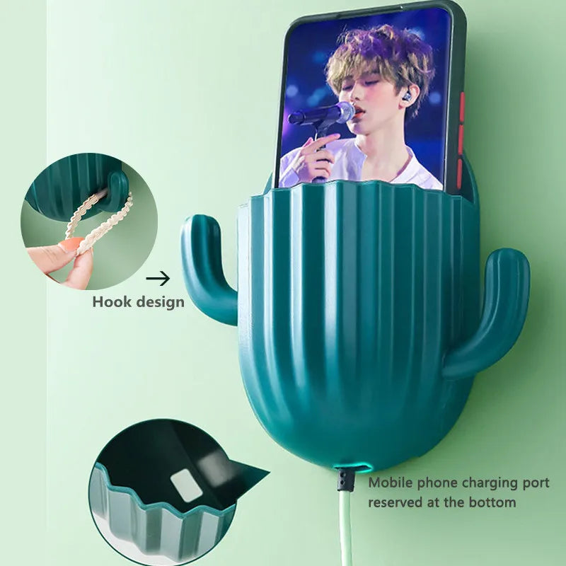 Cactus Storage Toothbrush Holder Wall Self-adhesive Storage Rack Toothbrush Toothpaste Razor Organizer Wall Bathroom Accessories