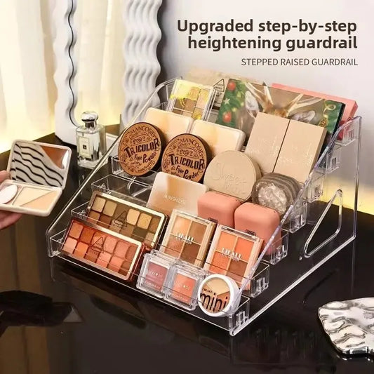 Acrylic Cosmetic Storage Box Transparent Display Stand Nail Polish Powder Compact Eyeshadow Perfume Organizer Desktop Holder