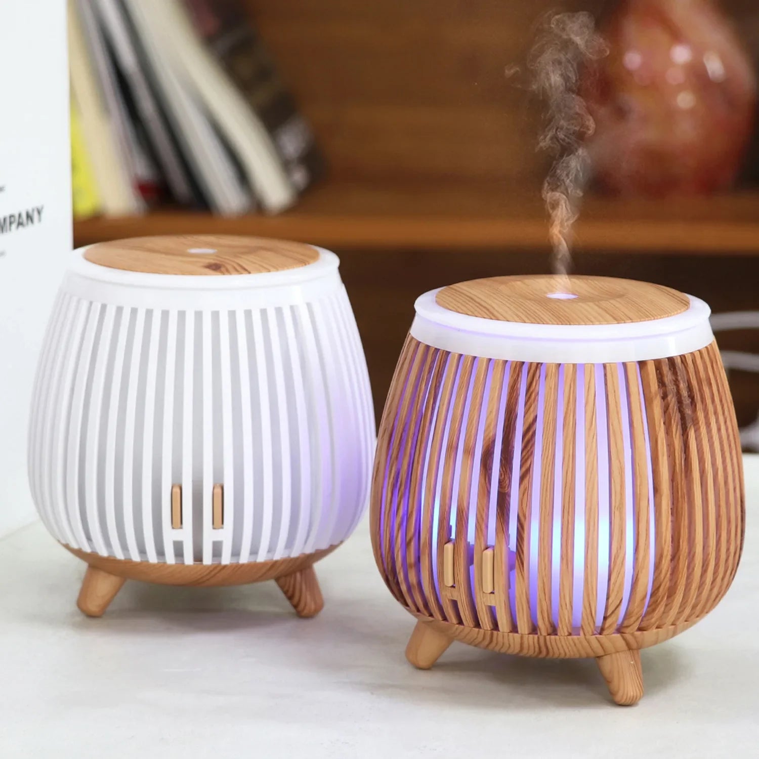 Ultrasonic Air Humidifier 140ml Essential Oil Diffuser 7 Color LED Lights Continuous Spray Table Lamp for Home, Office