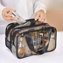 New Transparent Cosmetic Bag PVC Women Double-layer Makeup Bag Beauty Case Travel essentials cosmetic organizer Storage Wash Bag