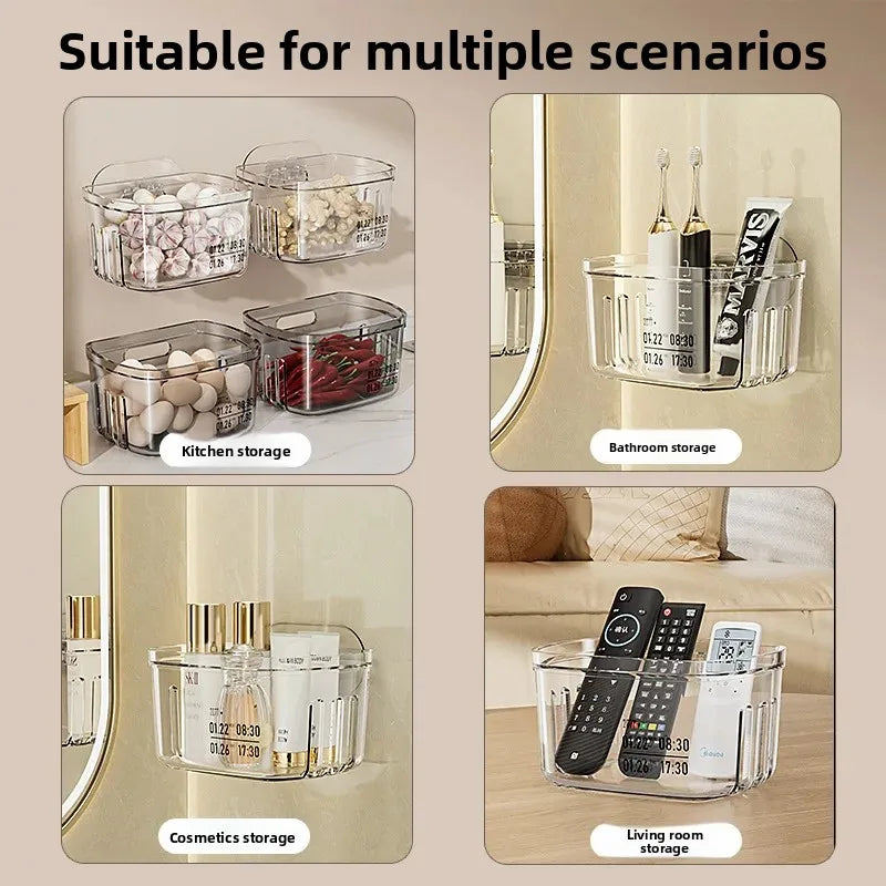 Kitchen Onion Garlic Storage Box Wall Mounted Multi-Functional Space Saving Transparent Organizer for Ginger And Garlic