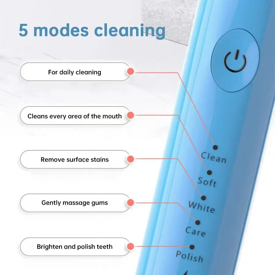 Ultrasonic Sonic Electric Toothbrush USB Charging Rechargeable Tooth Brush Powerful Washable Electronic Whitening Teeth Brush