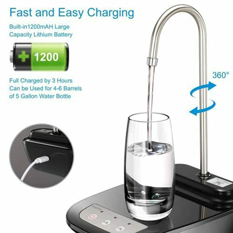 Electric Water Gallon Pump Automatic Water Bottle Dispenser Rechargeable Water Pump Dispenser With Stand Water Dispenser