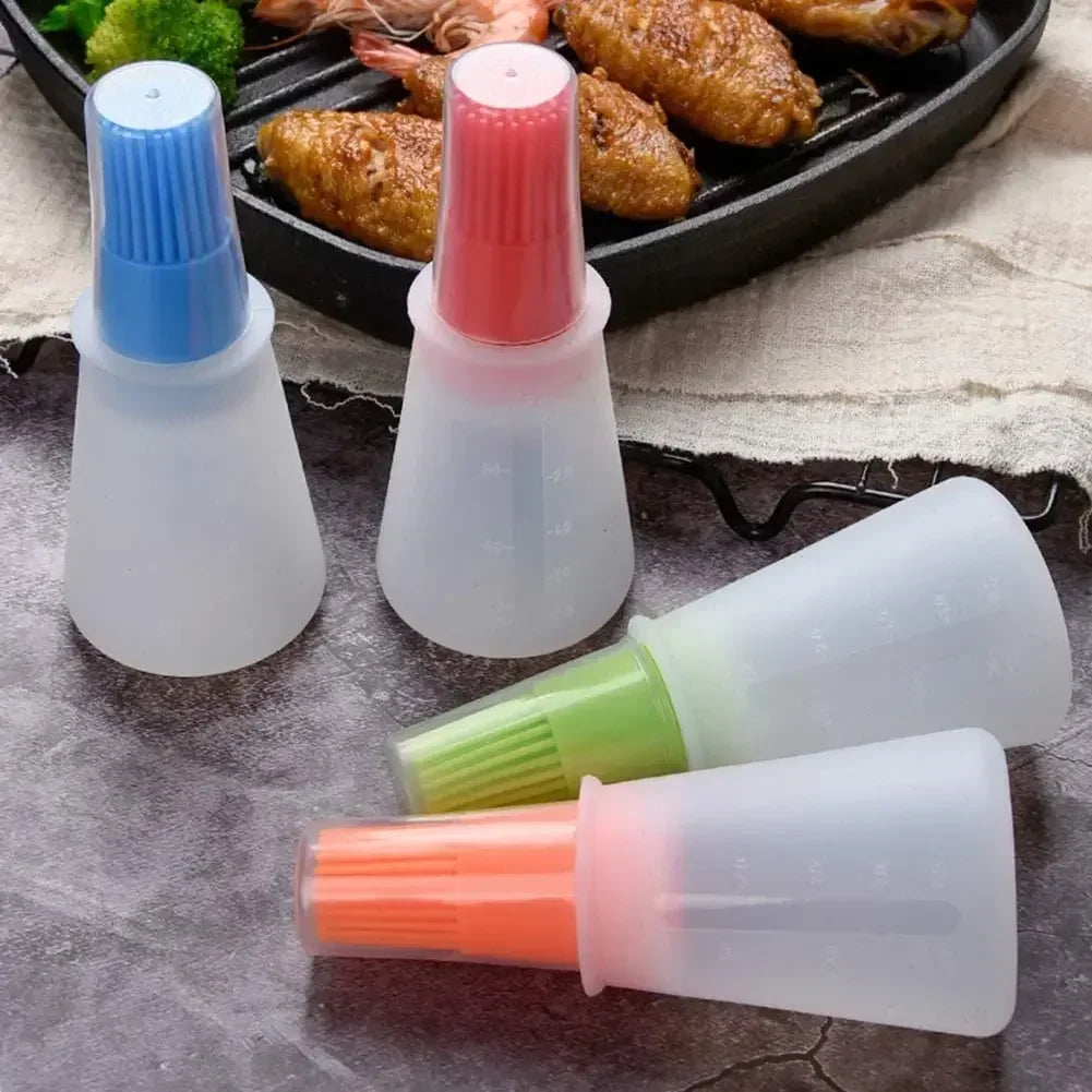 3pcs Silicone BBQ Oil Bottle Brush With Flat-Bottom Design Easy To Clean Suitable For All Cookware Cookware Barbecue Tool