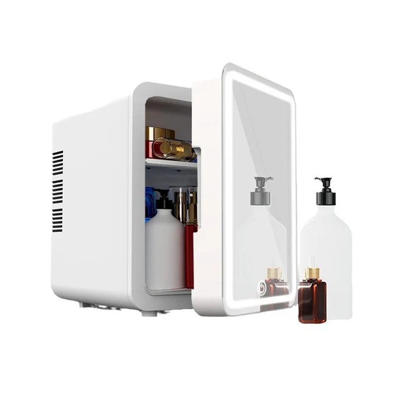 Makeup Fridge With LED Light Mirror 4L Mini Fridge For Bedroom Car Small Refrigerator For Cosmetics, Skin Care US Plug Durable-A