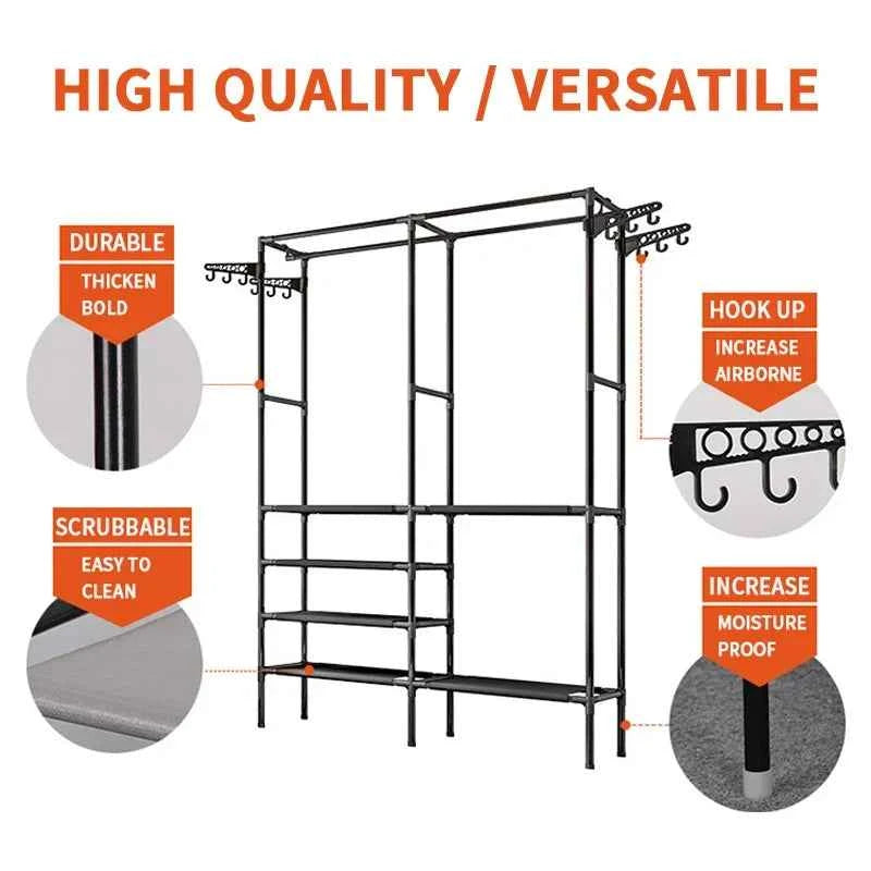 Clothes Hanger Coat Rack Floor Hanger Storage Wardrobe Clothing Drying Racks Free-standing and Movable