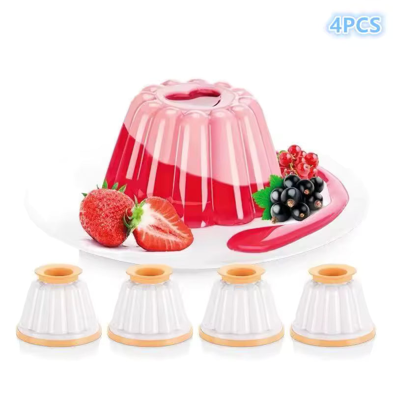 4pcs Plastic Pudding Molds Jelly Panna Cotta Molds With Lids Pudding Pans Dessert Cups Chocolate Custard Mould Baking Tool