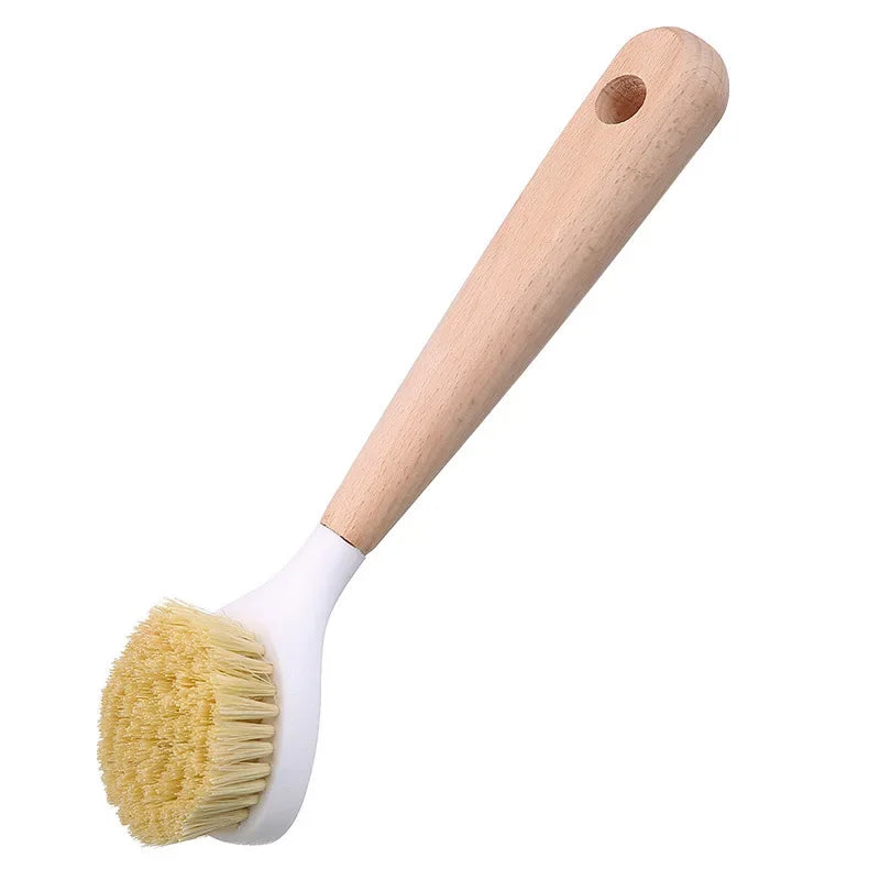 Long Handle Kitchen Cleaning Brush Non-Stick Oil Scouring Pot Brush No Scratch Pot Scrubber Handle for Home Use