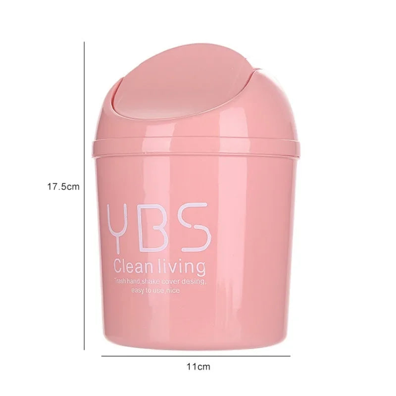 Desktop Trash Can Plastic Dustbin With Shake Cover For Home Office Waste Bins Household Cleaning Mini Desktop Garbage Can