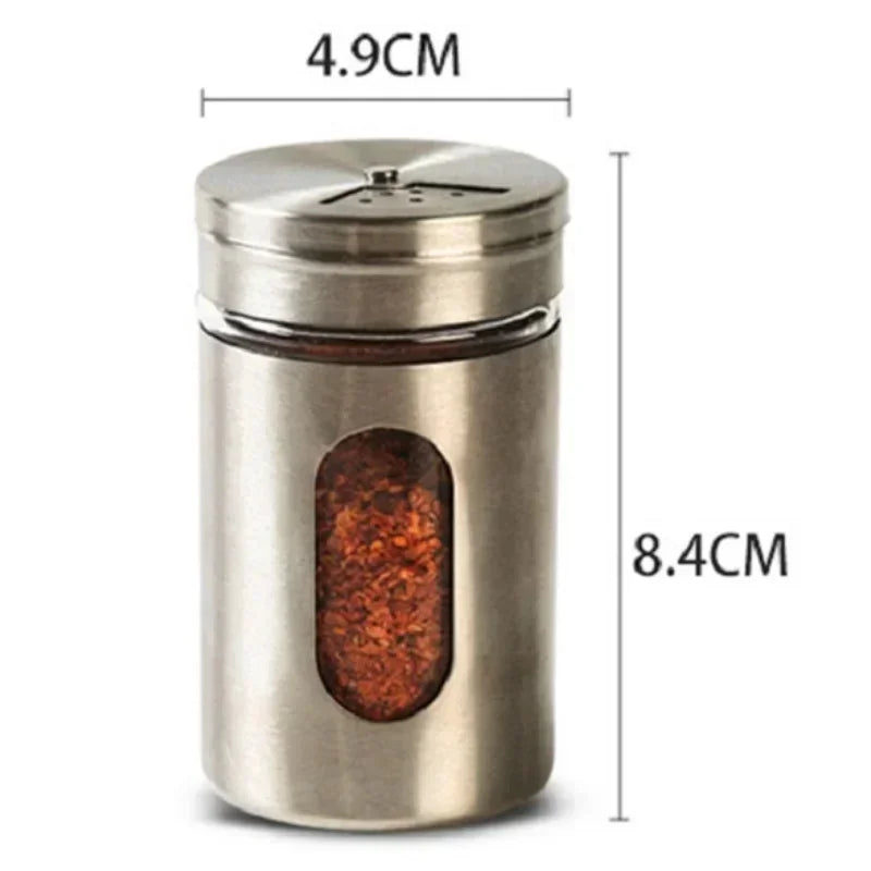 Stainless Steel Spice Shaker Seasoning Cans Rotate Camping Barbecue Jars Spice Storage Box Salt Sugar Pepper Storage Bottle