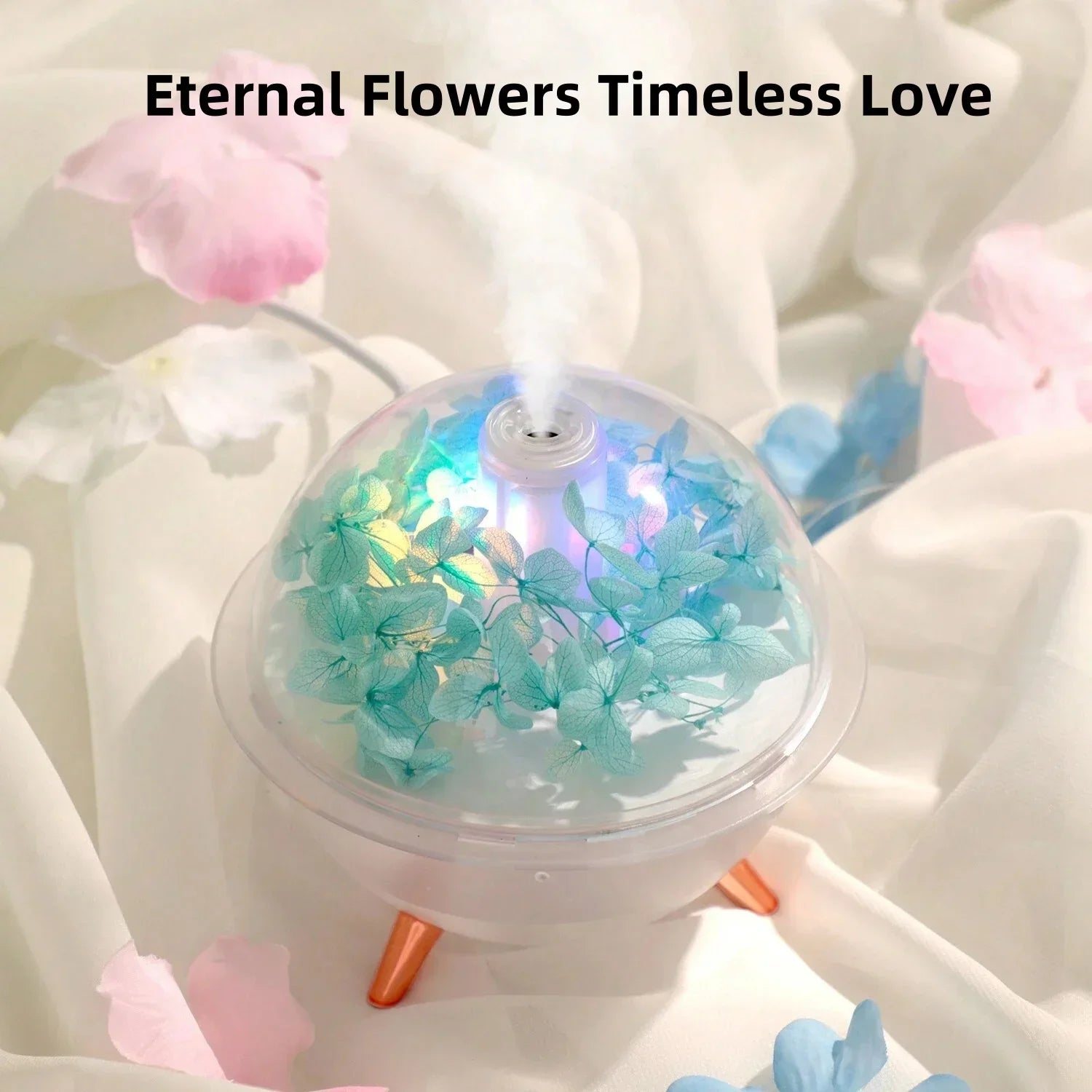 New Eternal Flower Air Humidifier 260ML Mini USB Home Atmosphere Softly Night Light Creative Artificial Diffuser essential oils
