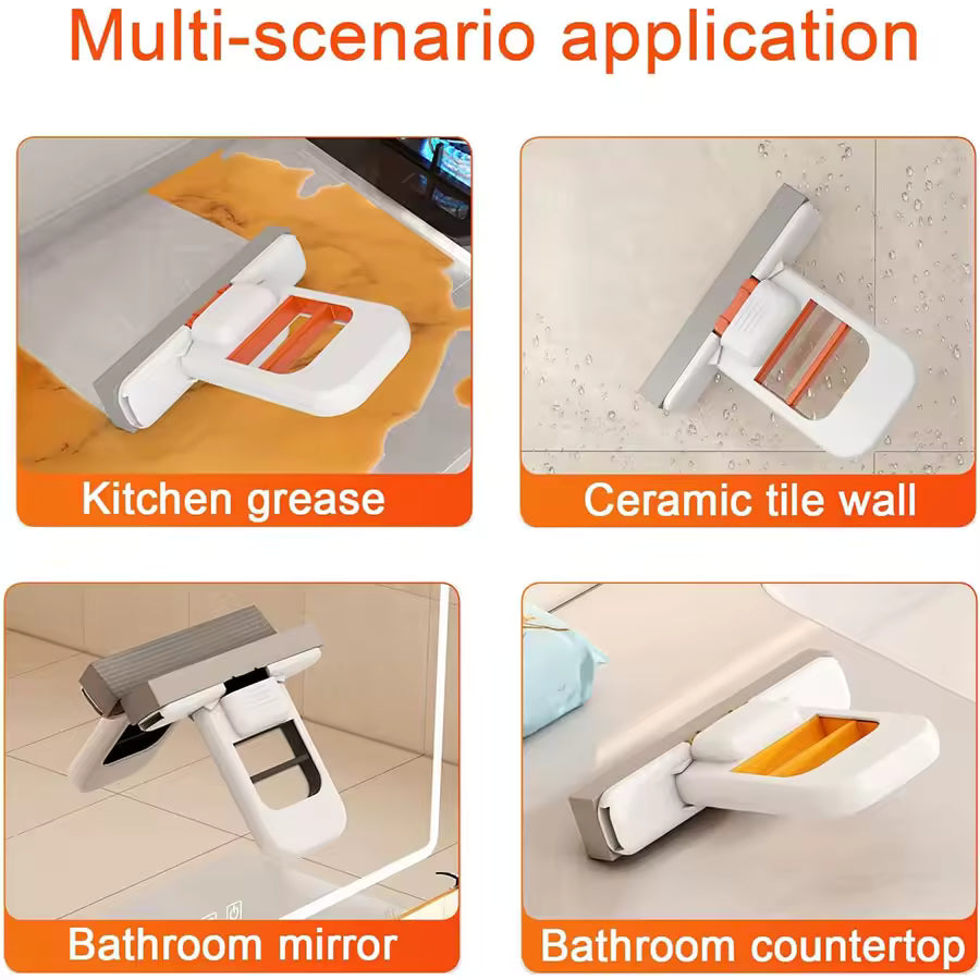 Handheld Folding Mini Mop, Hands-Free Desktop Lazy Sponge Mop, Glass Mirror Wiping, Household Kitchen Absorbent Small Mop